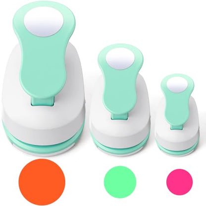CHENGU 3 Pack Circle Hole Punch 2"/1"/0.6", Mint Green - color: Mint Green, style: Circle