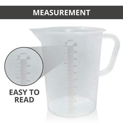 Plastic Graduated Measuring and Mixing Pitcher - 2000ml Plastic Graduated Measuring Pitcher - Large Cylinder Graduated Measuring Container with Handle and Pour Spout - 2 Liter - size: 2 Liter