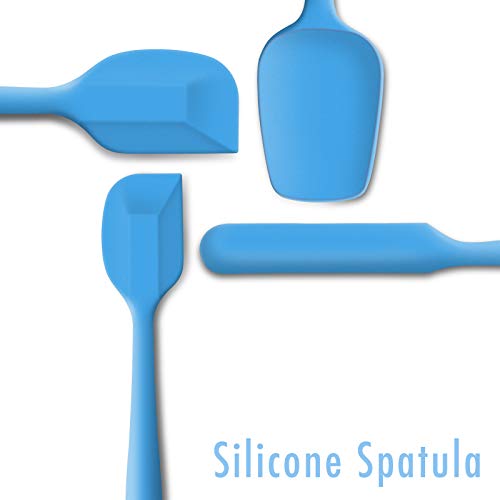 4-Piece Silicone Spatula Set with Stainless Steel Core, Blue - color: Blue