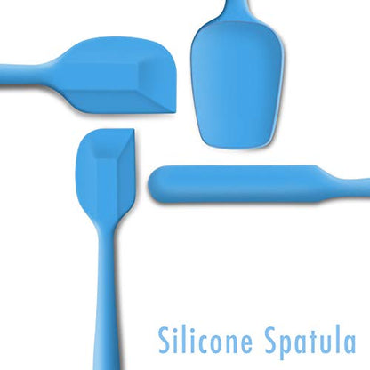 4-Piece Silicone Spatula Set with Stainless Steel Core, Blue - color: Blue