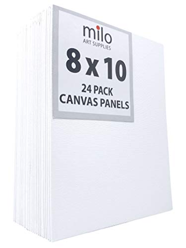milo Canvas Flat Panel Boards for Painting, 8x10 inch, 24 Pack, White - size: 8"x10" Pack of 24