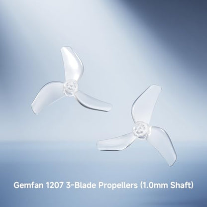 BETAFPV 12pcs Gemfan 1207 3-Blade Propellers with 1.0mm Shaft - Transparent
