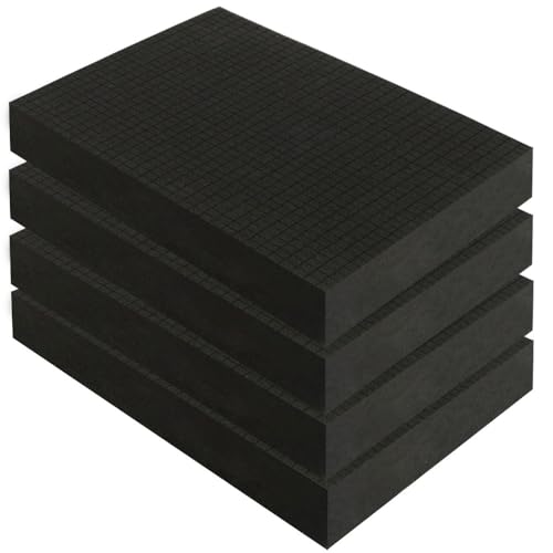 4 Pack Black Polyurethane Foam Inserts for Cases, 16 x 12 x 2 Inch Sheets