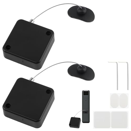 2pcs Retractable Remote Control Tether Lock, 6.56FT Adjustable Security Control Leash Lanyard Lock with Buckle for TV Remote Control, Gaming Controller, Home Office & Showroom Use