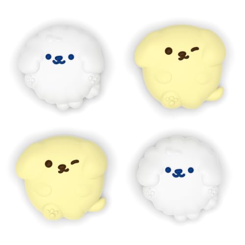 PlayVital Thumb Grips for Nintendo Switch 2 | Kawaii Silicone Joystick Caps (4-Pack) - Cute Accessories Animal Design Thumbstick Covers for Joycon 2 - Fluffy & Winky Pups - color: Fluffy & Winky Pups