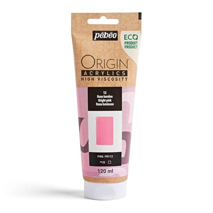 PEBEO Origin Acrylics 120ml Matte Acrylic Paint, Bright Pink - color: Bright Pink