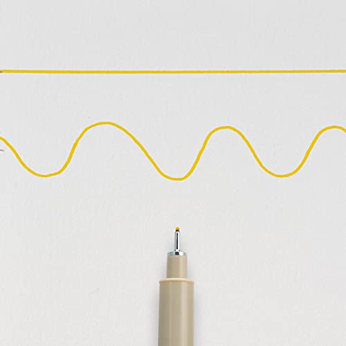 SAKURA PIGMA MICRON 05 FINELINER PEN, 0.45MM LINE WIDTH, PACK OF 2 (Yellow) - color: Yellow