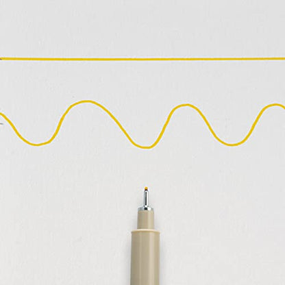 SAKURA PIGMA MICRON 05 FINELINER PEN, 0.45MM LINE WIDTH, PACK OF 2 (Yellow) - color: Yellow