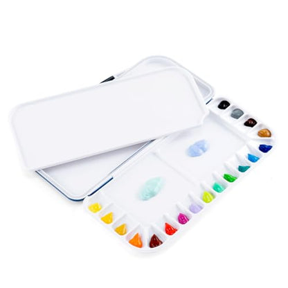 Transon Watercolor Palette Folding with Lid 18wells 2 Mixing Areas and 1 Large Mixing Tray Also for Gouache Acrylic Paint Palette Navy Blue - color: Navy Blue
