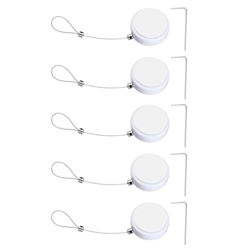 PATIKIL Retractable Remote Control Cable Tether (3.3ft / 1M, White)(5 Set) Round Remote Control Security Lanyard Lock Adjustable Locking Leash with Rope Locks, Suit for - TVs/Tablets - color: White, size: 3.3ft