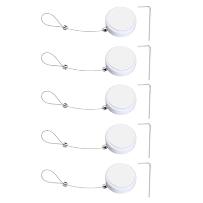 PATIKIL Retractable Remote Control Cable Tether (4.9ft / 1.5M, White)(5 Set) Round Remote Control Security Lanyard Lock Adjustable Locking Leash with Rope Locks, Suit for - TVs/Tablets - color: White, size: 4.9ft