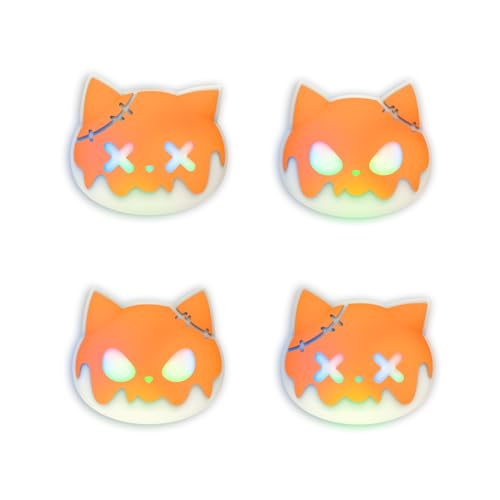 PlayVital Cute Universal Illuminated LED Thumbstick Grips for ps5, for ps4, Joystick Caps for Xbox Series X/S, for Xbox One, Switch Pro Controllers, Joystick Protection - Tricky Kitty & Dorky Kitty - color: Tricky Kitty & Dorky Kitty