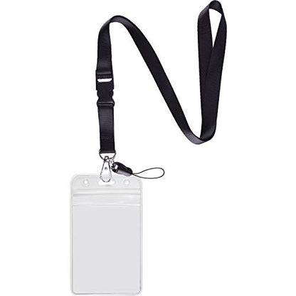 YOUOWO 1Pack Vertical ID Badge Holder with Black Lanyard,Quick Release - color: Black - 1 Pack