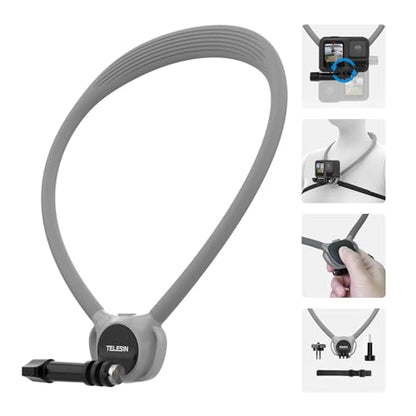 TELESIN Action Camera Neck Mount SE 2.0 with Chest Strap, Gray - style: Neck Mount Se 2.0 Gray