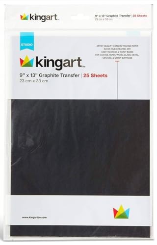 KINGART Graphite Transfer Paper, 9" X 13", 25 Sheets, Waxed Carbon Paper for Tracing