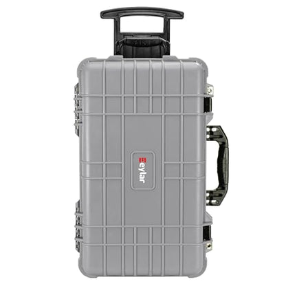 Eylar 22" Carry-On Travel Roller Gear, Camera, Drones, Tools, Equipment Hard Case Waterproof, TSA Approved, Customizable Pluck Foam, Lockable (Gray) - color: Gray