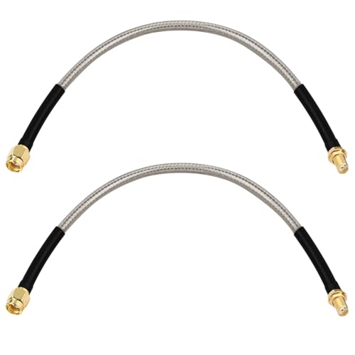 RP-SMA Male to RP-SMA Female Bulkhead Cable 1FT 2PCS, RG58 Coaxial Cable with Panel Mount, Gold Plated Connector, Low Loss RF Extension Cable for WiFi Antenna, Router, FPV, SDR - size: 1FT