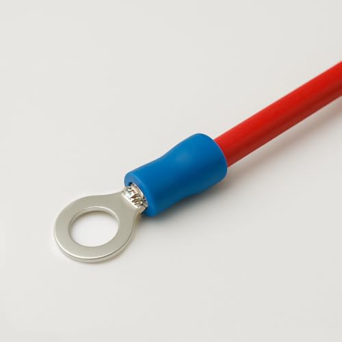 ANGSTROM #8 Bolt Ring Terminals, Insulated Electrical Crimp Connectors 100pcs (16-14ga Blue) - color: 16-14ga Blue, size: #8 Stud