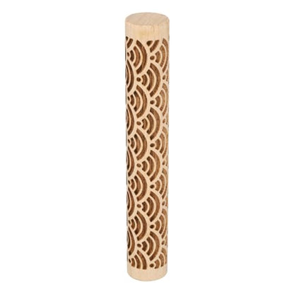 HARFINGTON Wood Clay Roller 4" Water Wave Pattern Rolling Pins Wood Rollers Pottery Tools Wood Grain Texture Rollers for Clay Baking Dough Playdough DIY - style: Water Wave