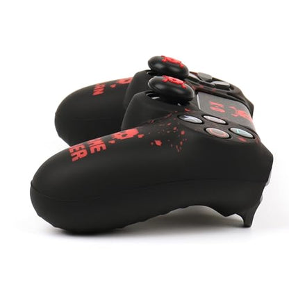 RALAN Pixelated Skull Design Controller Skin Cover with 2 Thumb Grips Compatible with PS4/Playstation 4 Slim/Pro Controller - color: Pixelated Skull Black Red