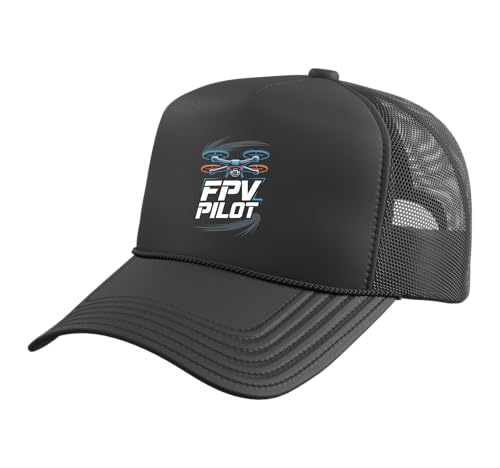 FPV Pilot Drone Racing Quadcopter Freestyle FPV Trucker Hat with Adjustable Mesh Back - color: Black