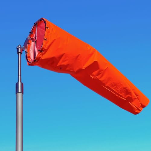 8"x36" Airport Windsock | Heavy Duty, Waterproof, UV Fade Resistant, High Vis Fluorescent, Quad Stitched, Zip Ties Included, for Industrial, Ranch, and Agricultural Use | Orange - size: 8"×36"