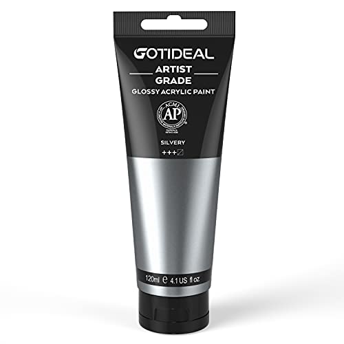 GOTIDEAL Metallic Acrylic Paint Silver Tubes(120ml, 4.1 oz) - color: Silver, style: Metallic