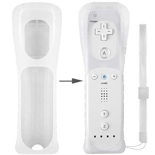 XiQiDianr 2 Packs Silicone Case Cover with Wrist Strap for Nintendo Wii Remote Controller (White 2) - color: White