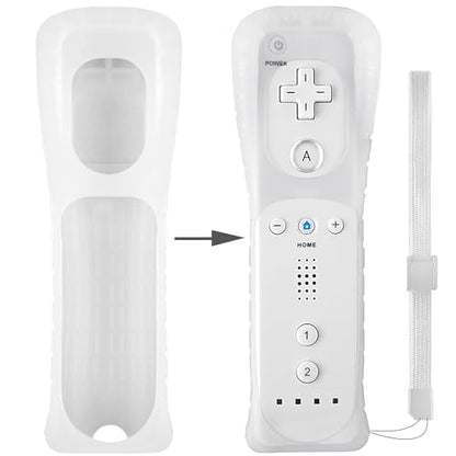 XiQiDianr 2 Packs Silicone Case Cover with Wrist Strap for Nintendo Wii Remote Controller (White 2) - color: White