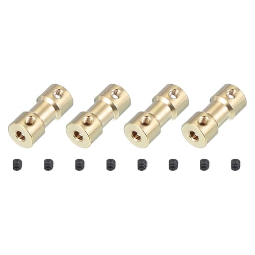 PATIKIL Shaft Coupling Joint 3.17mm to 4mm, 4 Pcs Brass Motor Shaft Coupler Extension Connector Rigid Sleeve Adapter Transmission Joint with M3 Screws for RC Car Airplane Tires Motor Robot - size: 3.17mm-4mm