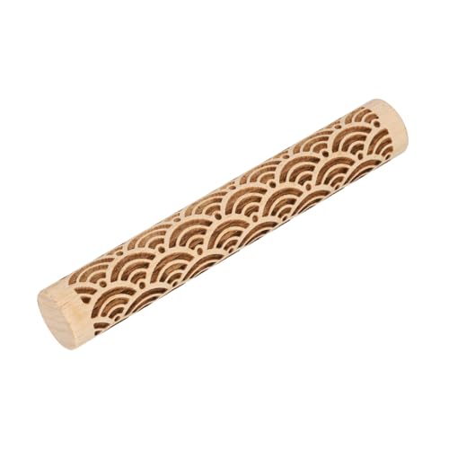 HARFINGTON Wood Clay Roller 4" Water Wave Pattern Rolling Pins Wood Rollers Pottery Tools Wood Grain Texture Rollers for Clay Baking Dough Playdough DIY - style: Water Wave