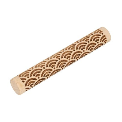HARFINGTON Wood Clay Roller 4" Water Wave Pattern Rolling Pins Wood Rollers Pottery Tools Wood Grain Texture Rollers for Clay Baking Dough Playdough DIY - style: Water Wave