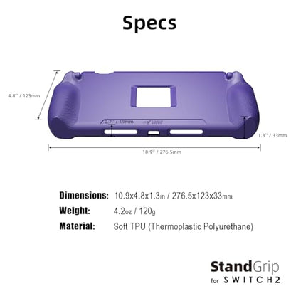 Savage Raven by Skull & Co. StandGrip for Nintendo Switch 2 : A Soft Protective Case with Textured Grips Full Protection and Stand, Shock-Absorption Non-Slip and Anti-Scratch Cover - Black - color: Black