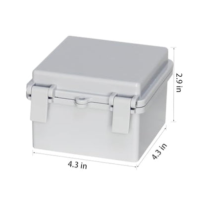 Junction Box - Waterproof Electrical Box ABS Plastic Enclosure Switch Router Project Box Latch Hinged Project Enclosure Gray Cover(4.3"x4.3"x2.9") - color: Grey Cover, size: 4.3"x4.3"x2.9"