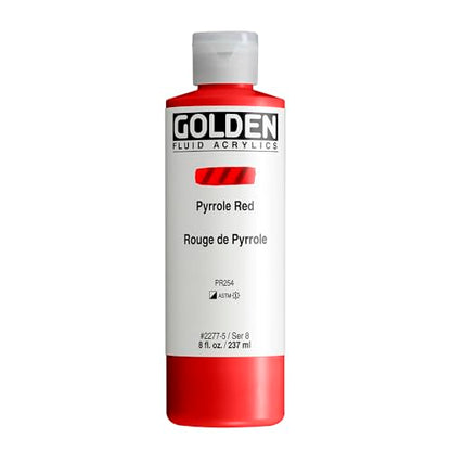 GOLDEN Fluid Acrylics, Pyrrole Red, 8 fl. oz. Bottle