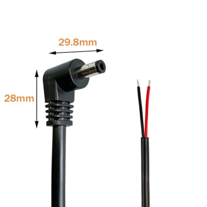 2Pcs 3FT 16AWG DC5.5mm x 2.5mm Right Angle Male Power Pigtails Cable - style: DC5525 Male Right Angle