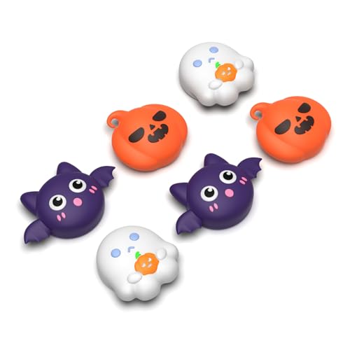 PlayVital Thumb Grips for Nintendo Switch 2 | Silicone Joystick Caps (6-Pack) - Cute Accessories Analog Stick Covers for Joycon 2 - Halloween Pumpkin Bat with Spooky Ghost - color: Pumpkin Bat with Spooky Ghost
