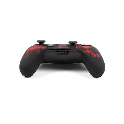 Wolf Controller Skin Cover for NS Switch Pro Controller, RALAN 1 controller skin+4 Customised Thumb Grips Caps Accessories - color: Wolf Black Red