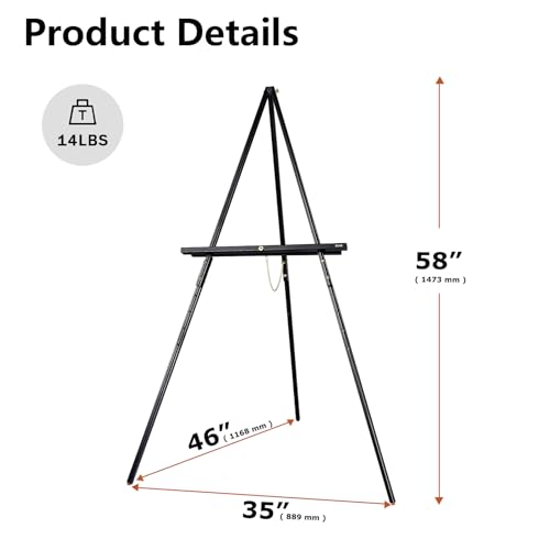 DJAR 63" Wooden Easel Stand for Sign, Adjustable Height, Black - color: Black, size: 1pc