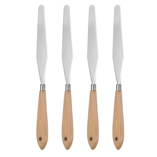 HARFINGTON 4pcs 18# Painting Palette Knife Pointy Stainless Steel
