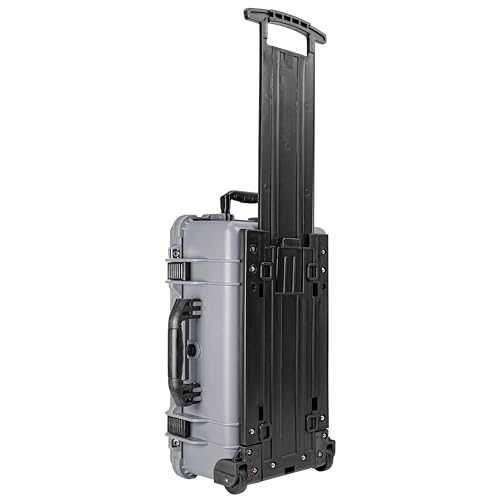 Eylar 22" Carry-On Travel Roller Gear, Camera, Drones, Tools, Equipment Hard Case Waterproof, TSA Approved, Customizable Pluck Foam, Lockable (Gray) - color: Gray