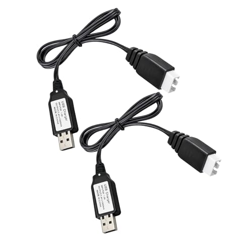2-Pack USB Charger Cable for 7.4V 2S LiPo Battery XH-3P Plug RC Car