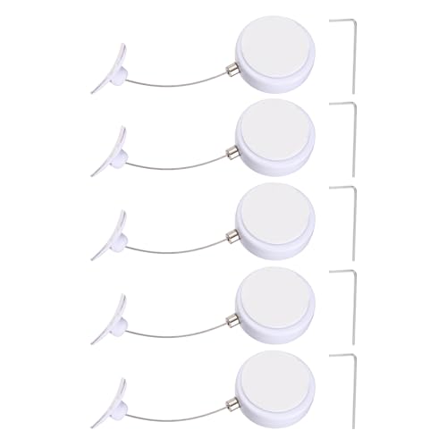 PATIKIL Retractable Remote Control Cable Tether (4.9ft / 1.5M, White)(5 Set) Round Remote Control Security Lanyard Lock Adjustable Locking Leash with Plastic Cap, Suit for - TVs/Tablets - color: White, size: 4.9ft