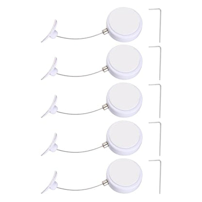 PATIKIL Retractable Remote Control Cable Tether (4.9ft / 1.5M, White)(5 Set) Round Remote Control Security Lanyard Lock Adjustable Locking Leash with Plastic Cap, Suit for - TVs/Tablets - color: White, size: 4.9ft