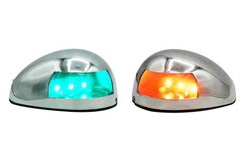Vinland Marine LED Navigation Lights, 304 Stainless Steel 3.2" x 2.4", LED Marine Running Lights for Boats, Green & Red Navigation Light, Bow Lights for Boats LED Boat Navigation Lights