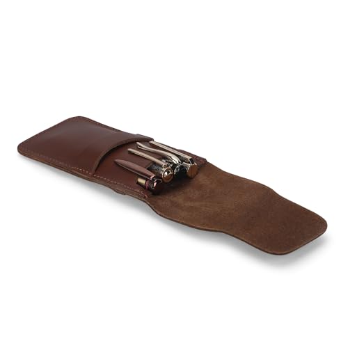 Full Grain Leather Pen Sleeve Case for Fountain Pens, Tan - color: Tan