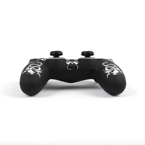 RALAN Controller Skins for PS4,Fruit Silicone Controller Cover Skin Protector Compatible /PS4 Slim/PS4 Pro Controller with 2 Cute Thumb Grips Caps… - color: Black White dargon