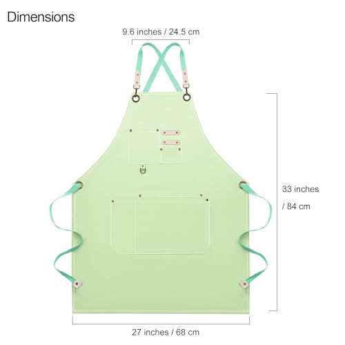 Dulabi Apron, Adjustable Chef Apron for Women and Men with Large Pockets, Cooking Kitchen Apron with Back Straps - color: Light Green