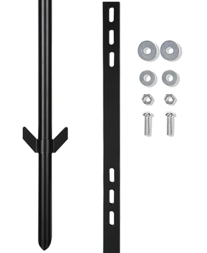 2-Pack 36" Aluminum Yard Sign Stakes, Black Lawn Posts