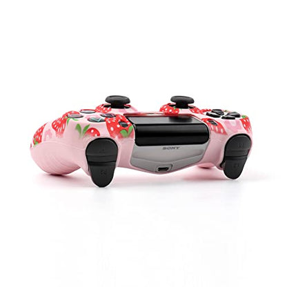 RALAN Pink Controller Skins for PS4,Fruit Silicone Controller Cover Skin Protector Compatible /PS4 Slim/PS4 Pro Controller with 2 Cute Thumb Grips Caps… - color: Red
